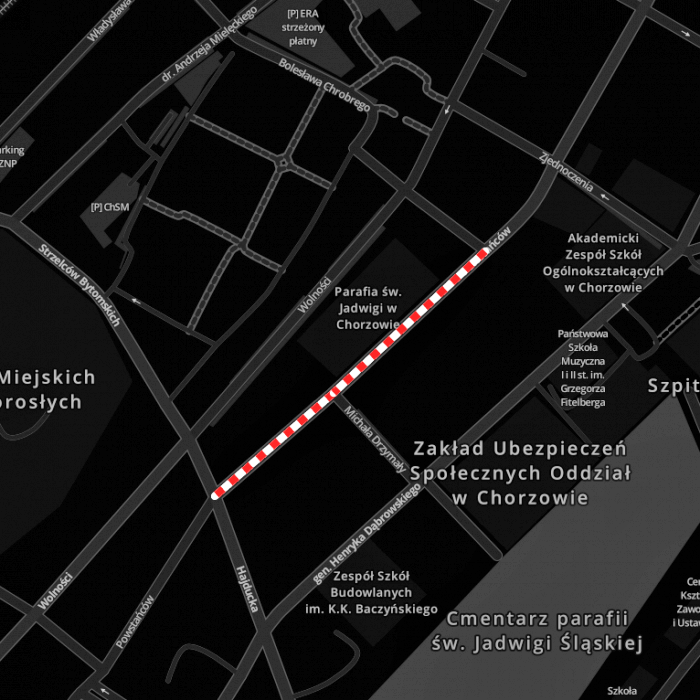 Zamknięta ul. Powstańców w Chorzowie