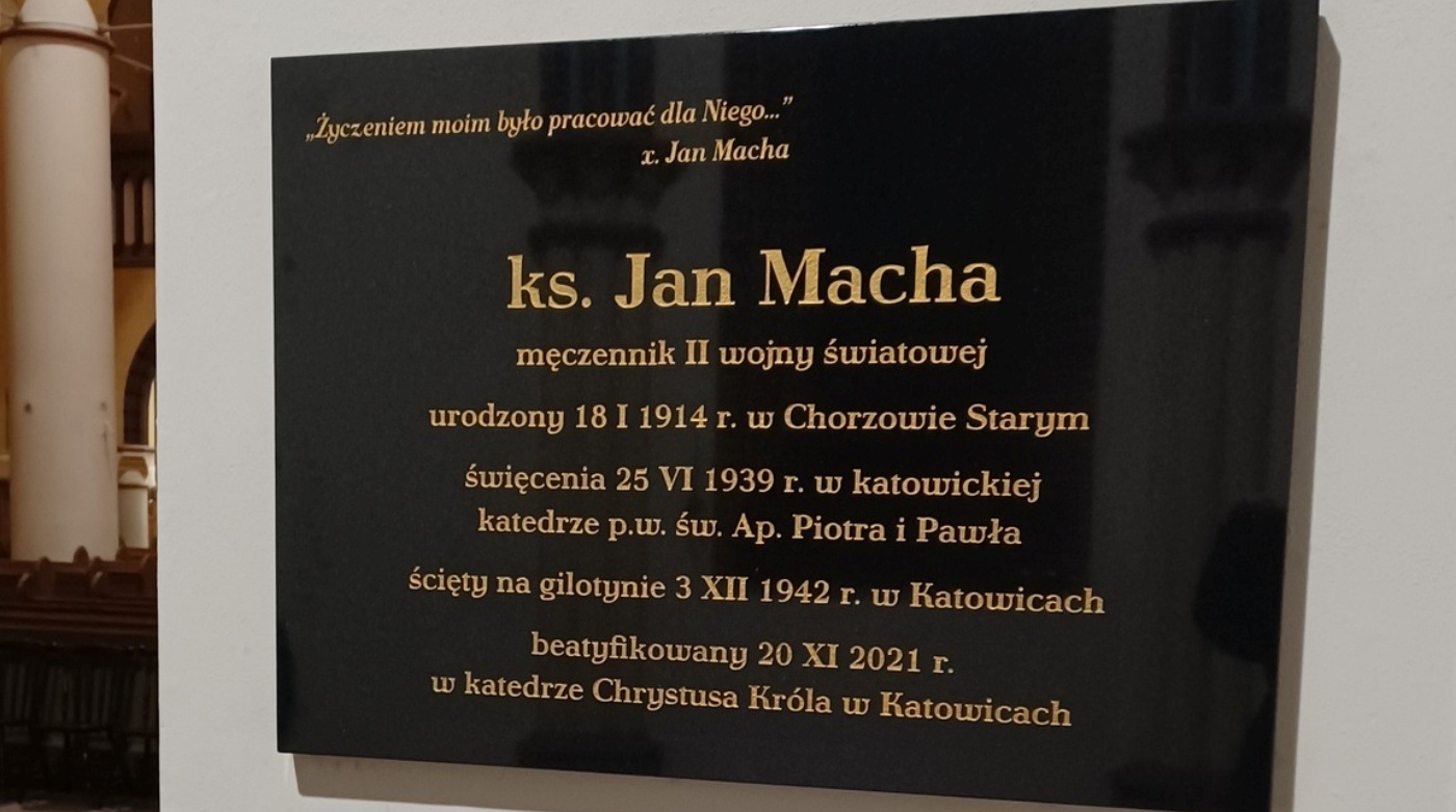 Tablica poświęcona pamięci ks. Jana Machy