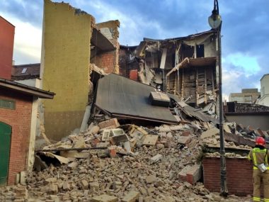 Chorzów Zawalona ściana kamienicy Chorzów Zawalona ściana kamienicy