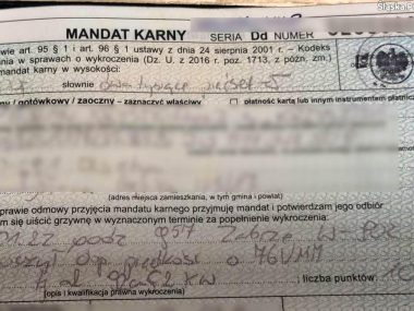 Mandat za przekroczenie prędkości Mandat za przekroczenie prędkości
