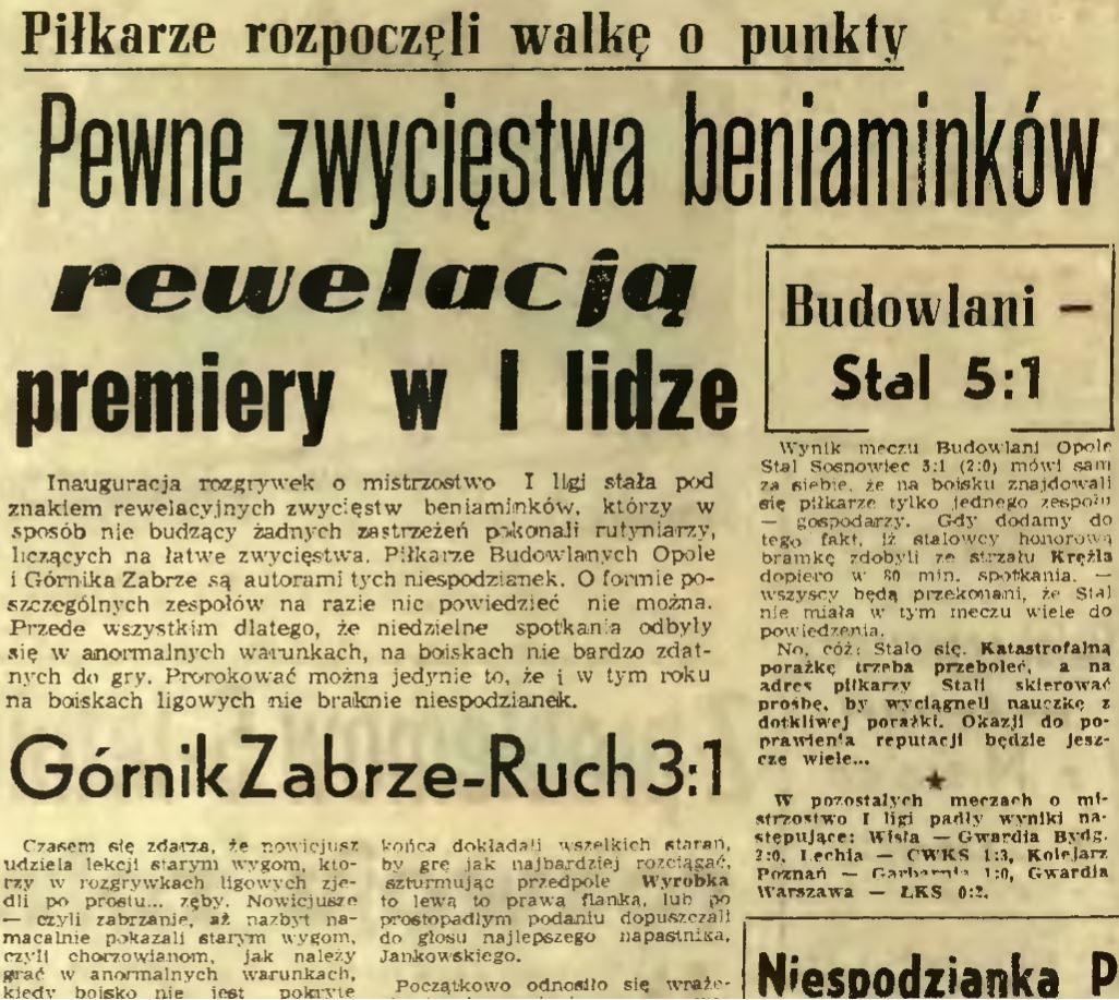 Pierwsze Wielkie Derby Śląska. 70 lat temu Górnik Zabrze i Ruch Chorzów rozegrały historyczny mecz