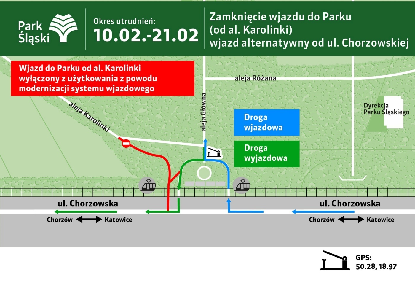 Park slaski zamkniety wjazd